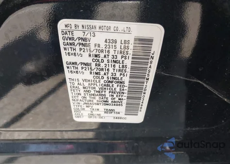 2013 Nissan Rogue S из США, поврежденный, VIN JN8AS5MT2DW034965